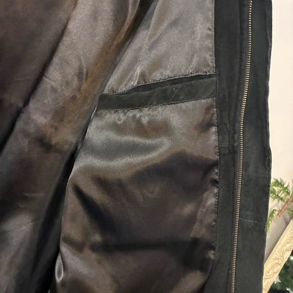 Vintage 90’s Claiborne Suede Jacket Leather Zip Barn Coat Chore Jacket Black XL - Picture 9 of 10